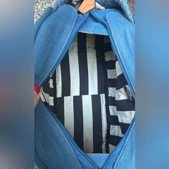 SOLD LIVE! Rare Vivienne Westwood Blue Quilted Satchel wTan Leather Accents - Picture 6 of 14